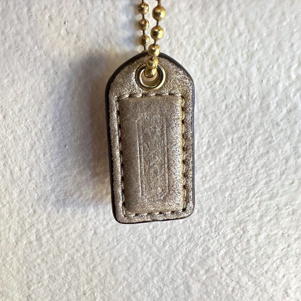 Coach 1" Mini Gold Leather Hangtag‎